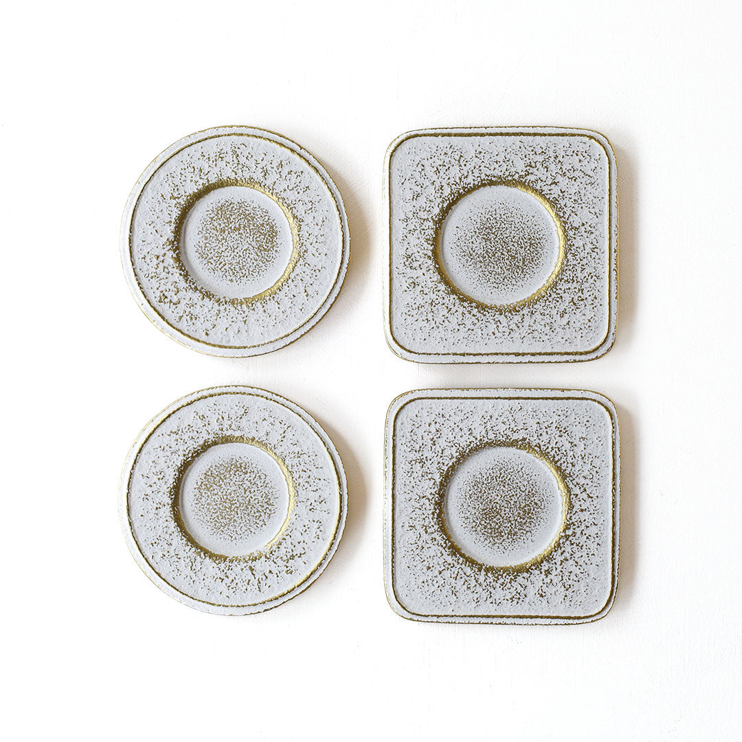 空間鋳造 茶托 Set 4pcs 白金色