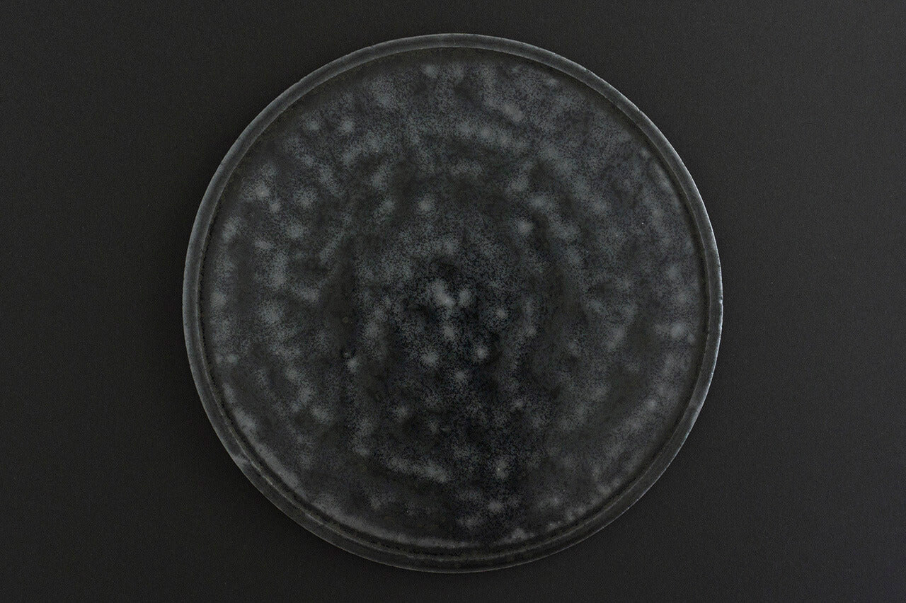 矢野直人 黒釉皿 26cm
