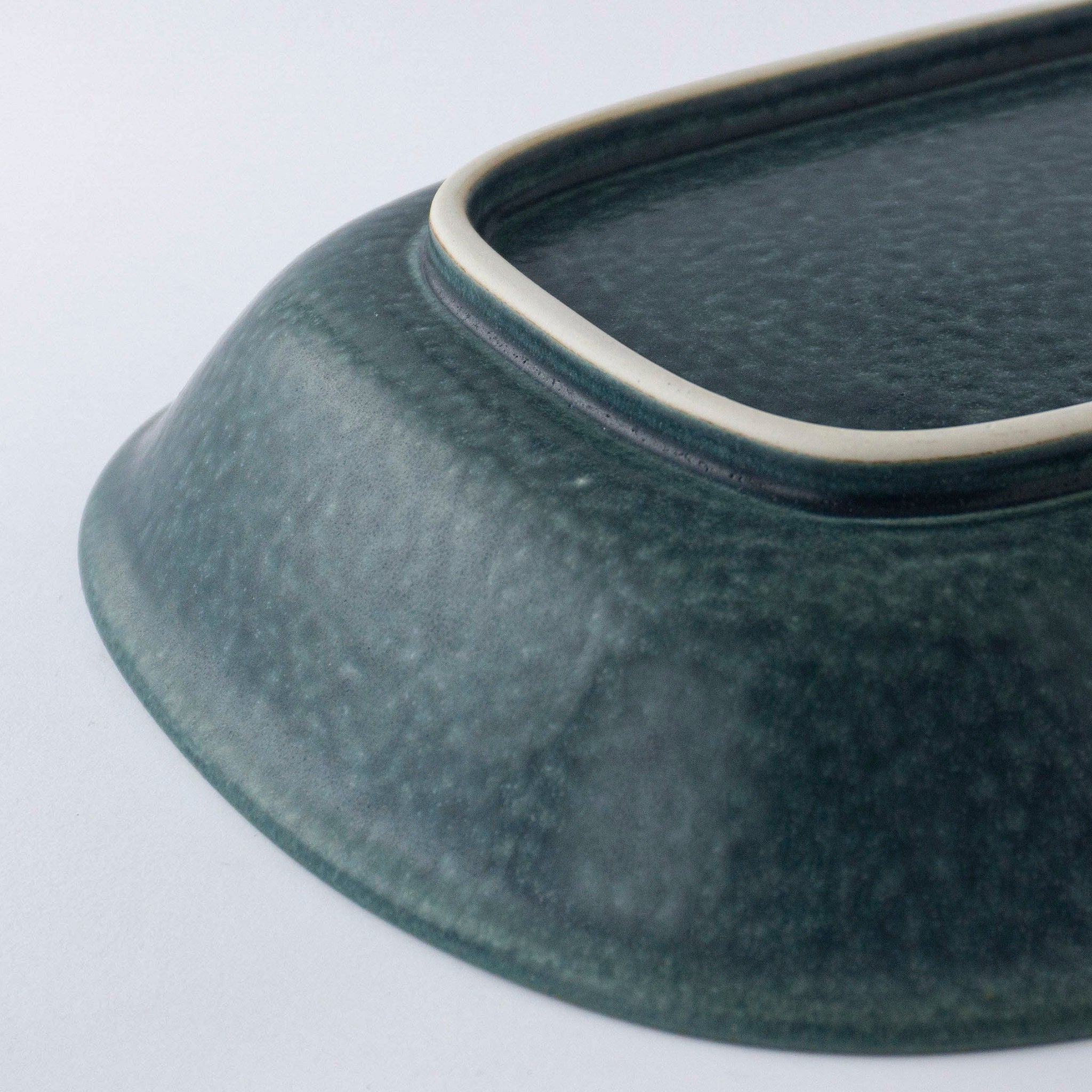 YM Oval Gratin Plate L OV300 "Kosui" (Lake Blue)